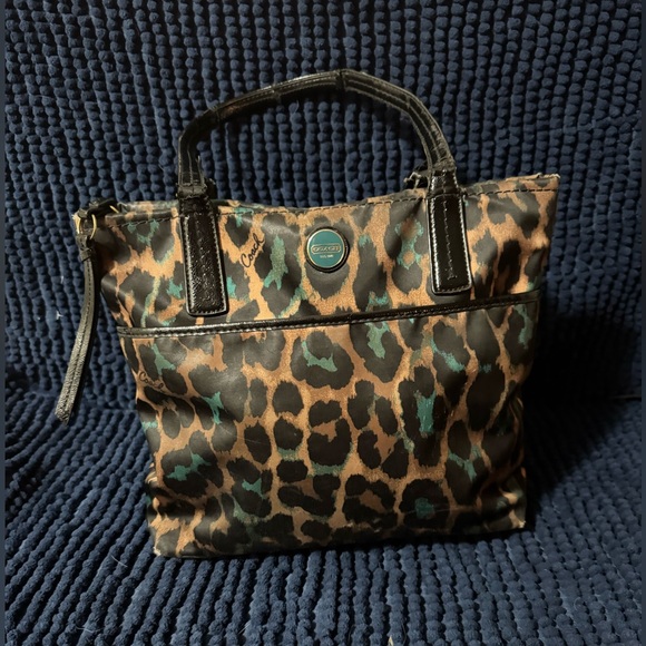 Coach Handbags - Coach F25282 Signature Sateen Ocelot Print Tote Bag Purse